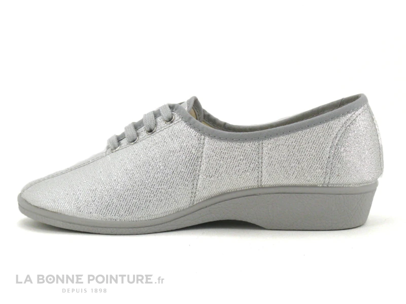 Soca 0694 Argent - Chaussure Compensee Femme Toile Argentee 2 Soca 0694 Argent - Chaussure Compensee Femme Toile Argentee – Image 2