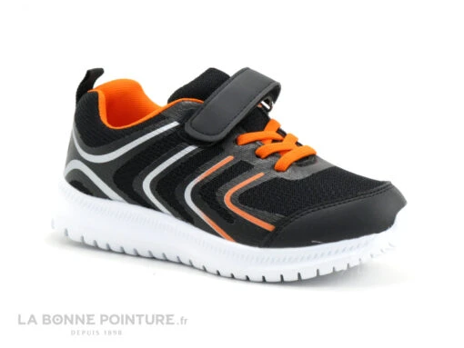 Run Away FAUSTIN - Noir - Orange - Basket Enfant Lacet Elastique