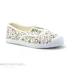 Cienta 70999 Blanc Fleuri - Tennis Toile Fille Sans Lacet