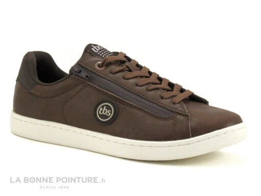 Tbs LILLIAN B8095 Tan - Basket Cuir Marron Homme Avec Zip