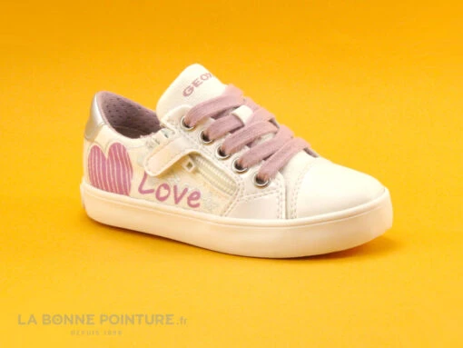 Geox SP GISLI J024NB Blanc Rose Love - Basket Fille