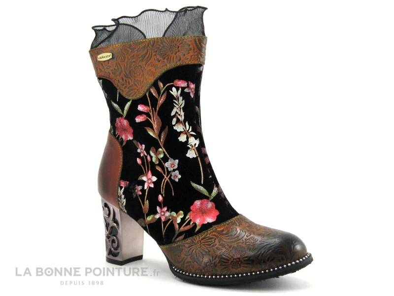 Laura Vita LEDAO 01 Wine - Bottine Femme Avec Fleurs - Talon Haut 1 Laura Vita LEDAO 01 Wine - Bottine Femme Avec Fleurs - Talon Haut