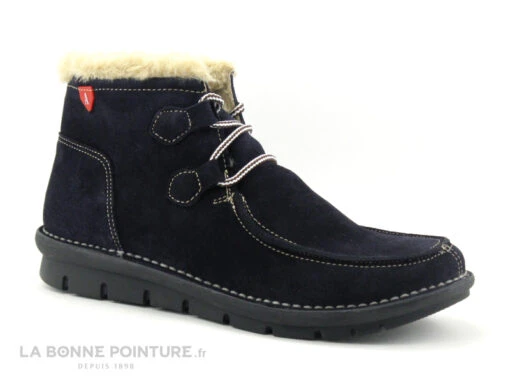 Alce Shoes 9388 Bleu Marine - Fourrure Beige - Chaussure Montante F