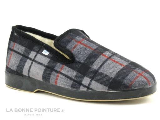 Ouf CLARET Gris Ecossais - Charentaise Homme Interieur Laine