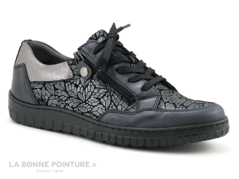 Morans KARTE Noir Argent - Basket Basse Femme En Cuir Avec Zip 5 Morans KARTE Noir Argent - Basket Basse Femme En Cuir Avec Zip – Image 5