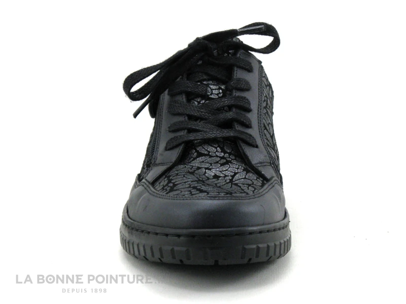 Morans KARTE Noir Argent - Basket Basse Femme En Cuir Avec Zip 2 Morans KARTE Noir Argent - Basket Basse Femme En Cuir Avec Zip – Image 2