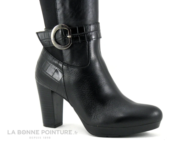 Patricia Miller 5179 - Botte Cuir Noir - Croco - Strech - Talon Haut 5 Patricia Miller 5179 - Botte Cuir Noir - Croco - Strech - Talon Haut – Image 5