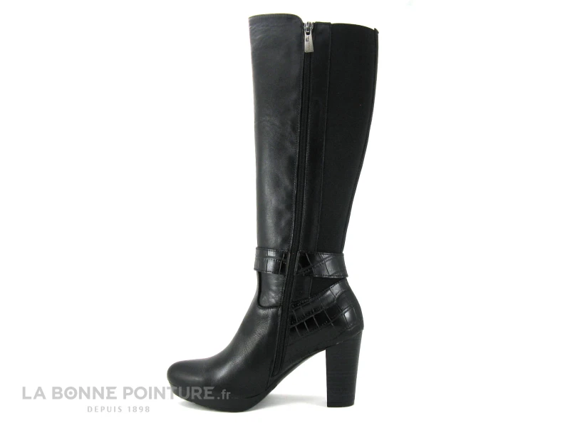 Patricia Miller 5179 - Botte Cuir Noir - Croco - Strech - Talon Haut 3 Patricia Miller 5179 - Botte Cuir Noir - Croco - Strech - Talon Haut – Image 3
