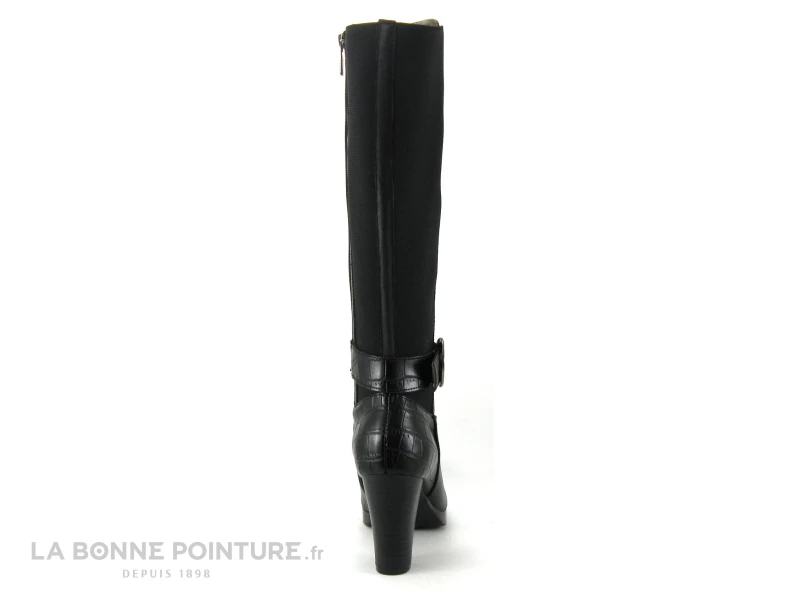 Patricia Miller 5179 - Botte Cuir Noir - Croco - Strech - Talon Haut 4 Patricia Miller 5179 - Botte Cuir Noir - Croco - Strech - Talon Haut – Image 4