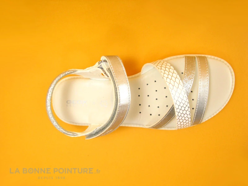 Geox Sand Karly White Silver J5235D Nu-pieds Fille 6 Geox Sand Karly White Silver J5235D Nu-pieds Fille – Image 6