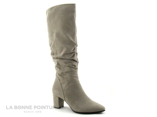 Marco Tozzi 2-25519-27 - Velours Beige Taupe - Botte Talon Haut