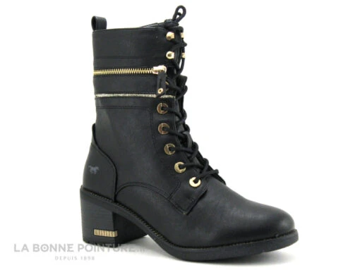 Mustang 1441 503 9 Noir - Bottine Femme Noire - Talon Haut
