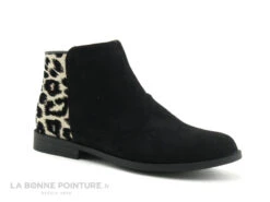Wipop WELPAN Noir Velours - Or Leopard - Bottine Mode Fille