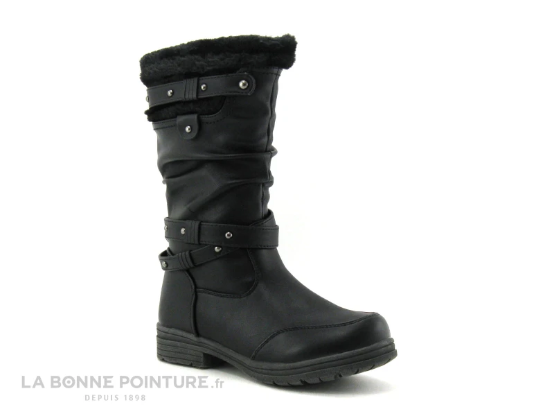 Wipop Dyna Noir-Boots Fille Fourrees Zip 1 Wipop Dyna Noir-Boots Fille Fourrees Zip