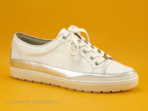 Caprice 9-23654-20 White - Basket Femme Blanche Et Argent