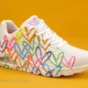 Skechers 177981 UNO Highlight Love-J-Goldcrown-Blanc-Coeurs Multi-Basket