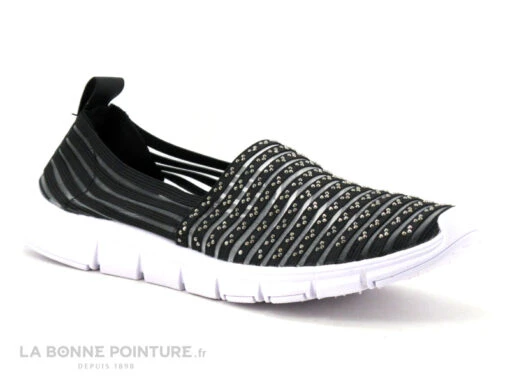Morans KAKOSI Noir - Perles Argent - Elastique - Basket Slip On Femme