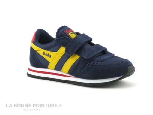 Gola DAYTONA Strap - CKA159EY - Marine Jaune - Basket Velcro GARCON