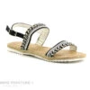 Wipop YBER Noir Blanc Argent - Sandale Fille