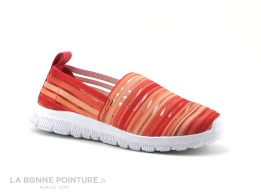 Morans KATIMINI Orange - Rayures - Basket Sans Lacet Fille