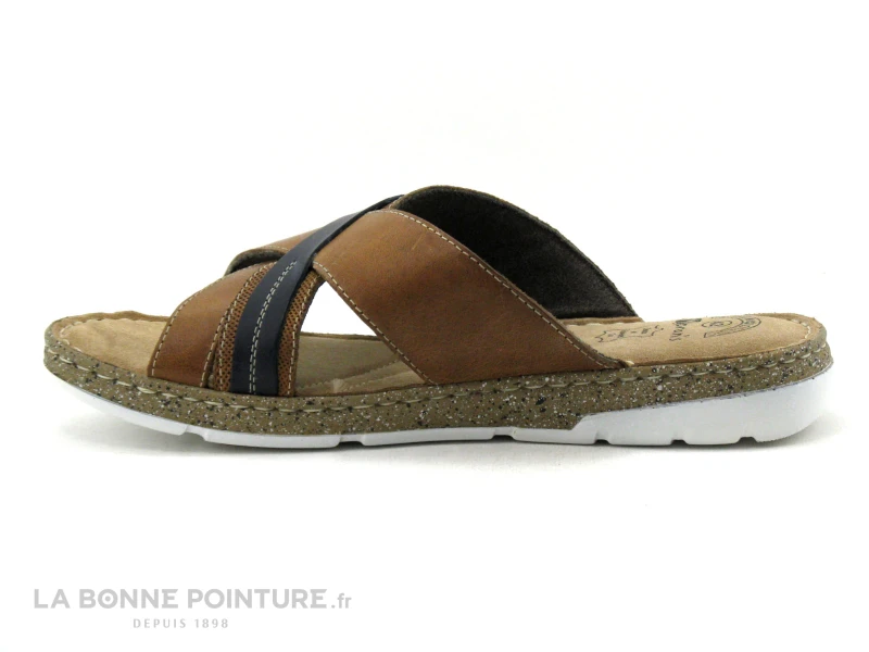 Morans TAFIL Marron - Marine - Bride Croisees - Mule Homme 2 Morans TAFIL Marron - Marine - Bride Croisees - Mule Homme – Image 2