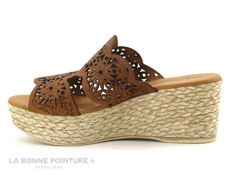 Eva Frutos 1657 Marron - Brides Ajourees - Mule Talon Compensee 2 Eva Frutos 1657 Marron - Brides Ajourees - Mule Talon Compensee – Image 2