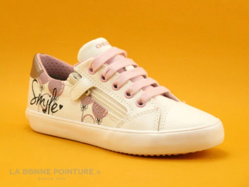 Geox GISLI J024NB White Pink - Basket Fille Blanche Et Rose