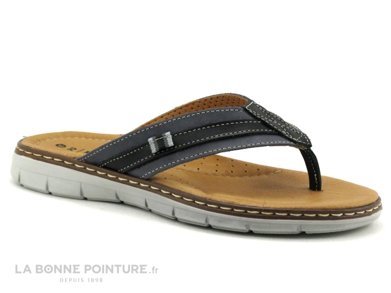 Orland 23018 Gris Noir - Tong Homme En Cuir 1 Orland 23018 Gris Noir - Tong Homme En Cuir