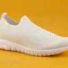 Morans KUBANA Blanc - Basket Slip-on Femme Avec Paillettes
