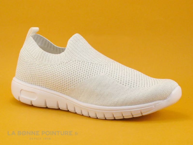 Morans KUBANA Blanc - Basket Slip-on Femme Avec Paillettes 1 Morans KUBANA Blanc - Basket Slip-on Femme Avec Paillettes