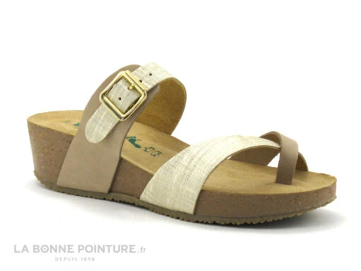 BioNatura 28A729-I MFILPLA - Mule Beige Et Or Avec Entre-doigt