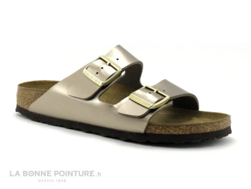 Birkenstock ARIZONA Birko Flor Electric Metallic Taupe - BK1012972 - Mule