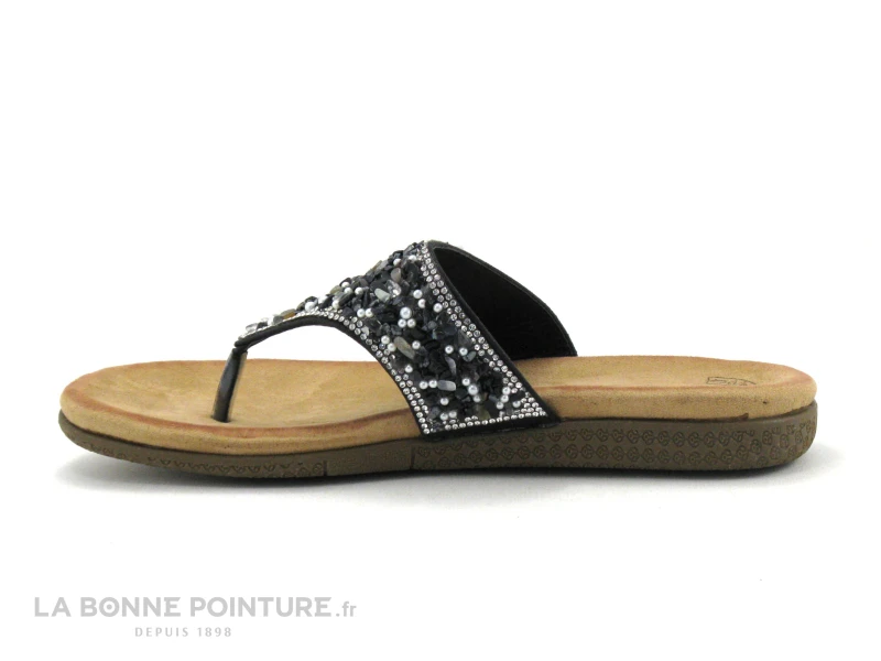 Morans KIELLA Noir - Tong Femme Large Bride Avec Avec Perles 2 Morans KIELLA Noir - Tong Femme Large Bride Avec Avec Perles – Image 2