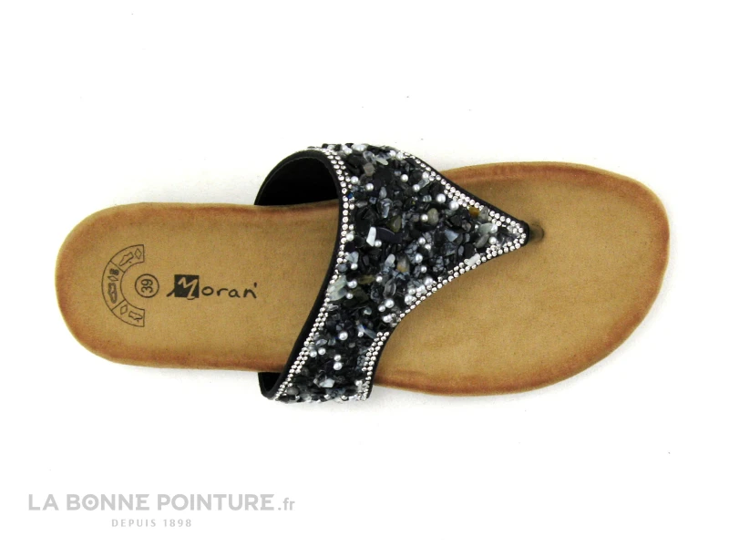 Morans KIELLA Noir - Tong Femme Large Bride Avec Avec Perles 3 Morans KIELLA Noir - Tong Femme Large Bride Avec Avec Perles – Image 3